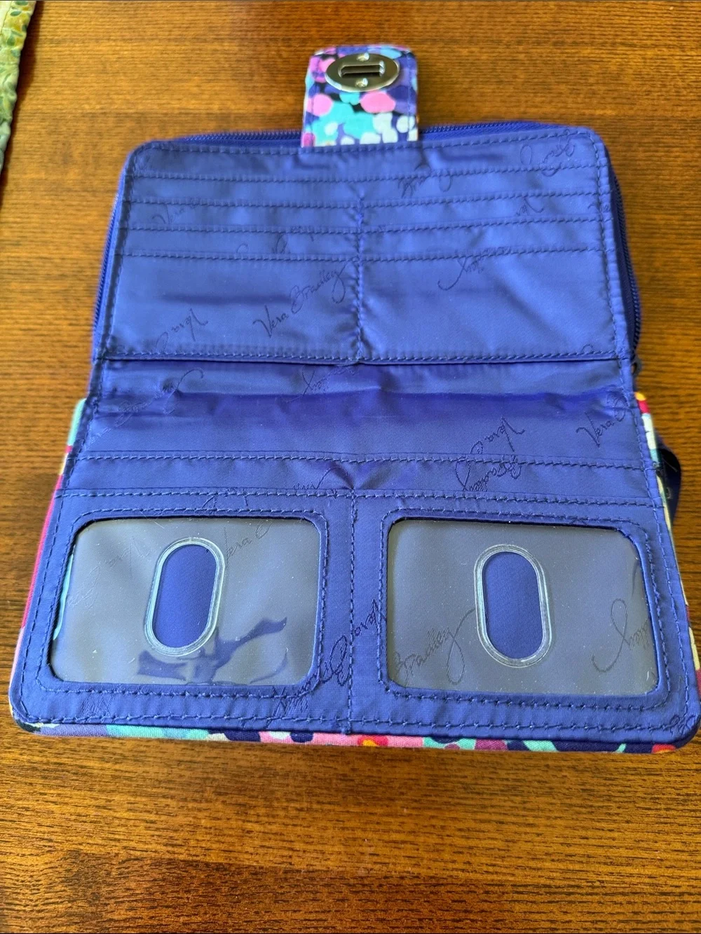 Vera Bradley Purple Floral Trifold Wallet - Picture 2 of 4